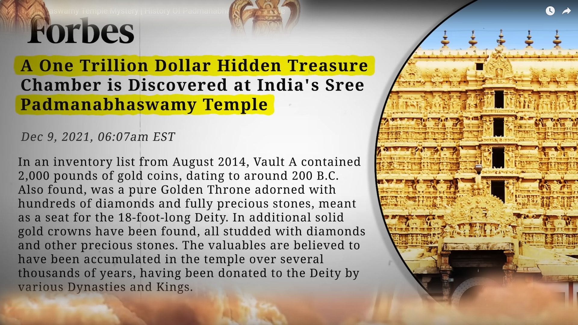 Padmanabhaswamy Temple Mystery | History